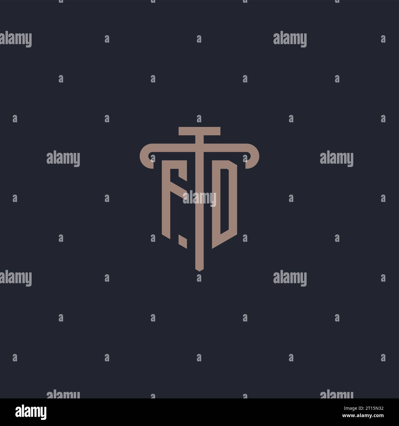 FD initial logo monogram with pillar icon design vector Stock Vector