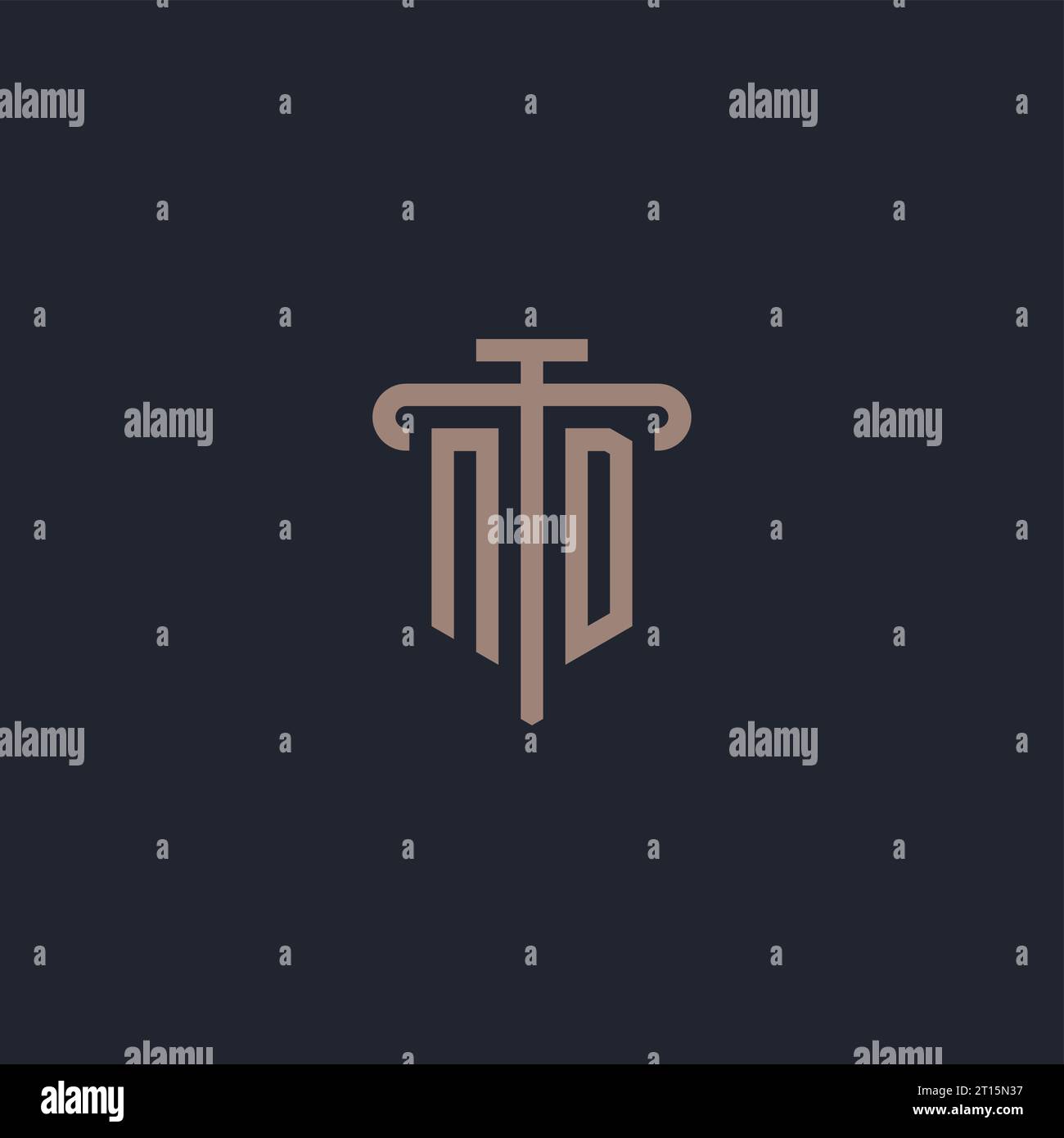 ND initial logo monogram with pillar icon design vector Stock Vector