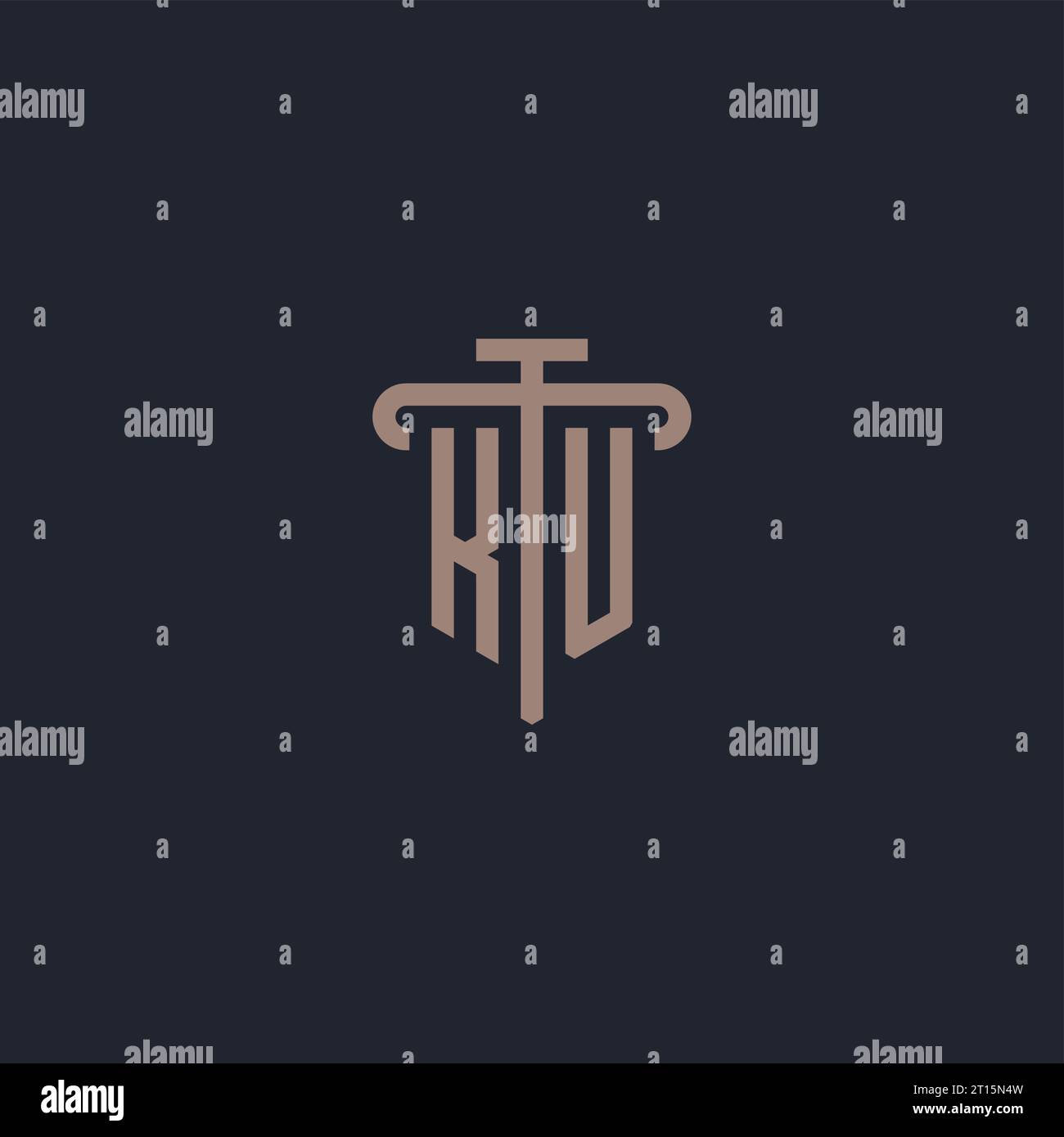 KU initial logo monogram with pillar icon design vector Stock Vector