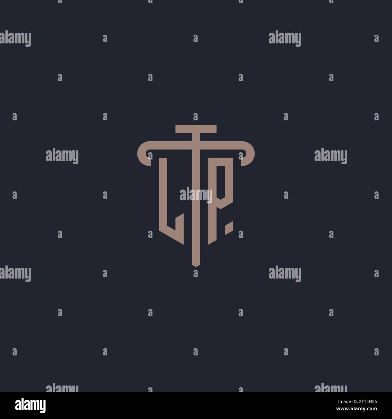 LP initial logo monogram with pillar icon design vector Stock Vector