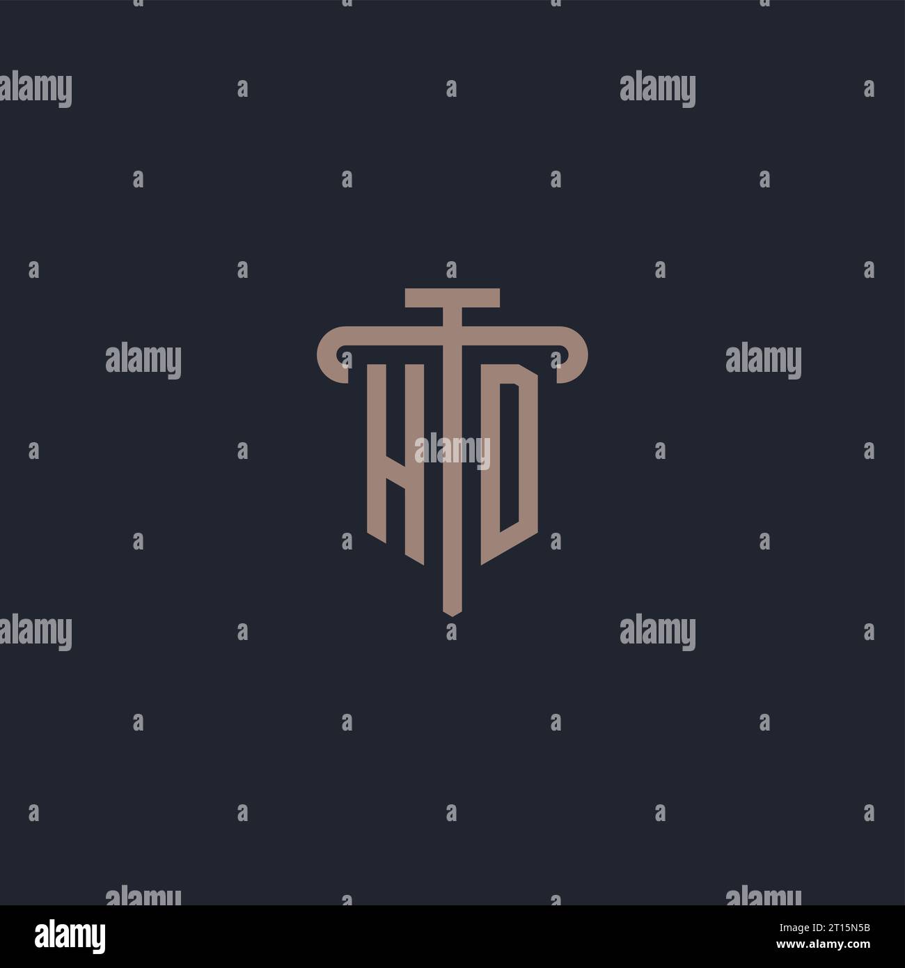 HD initial logo monogram with pillar icon design vector Stock Vector
