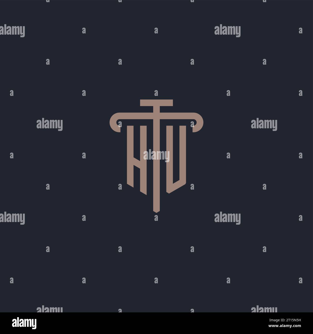 HU initial logo monogram with pillar icon design vector Stock Vector