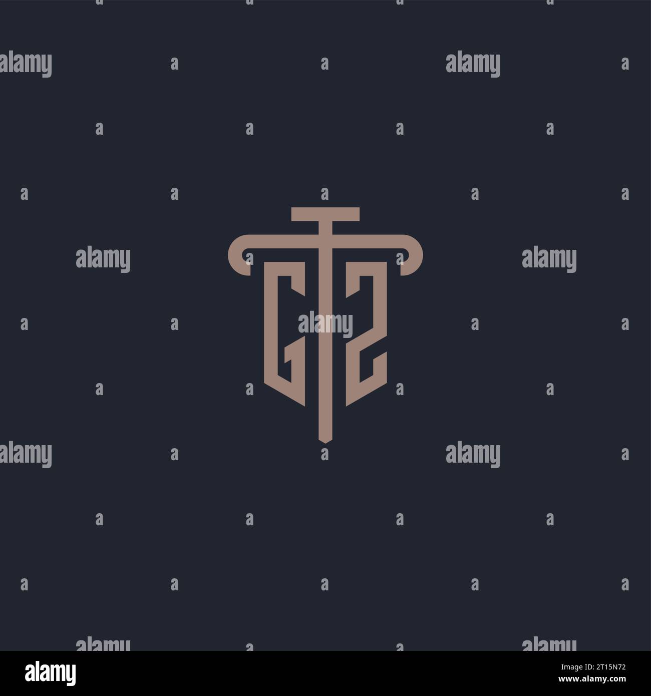 GZ initial logo monogram with pillar icon design vector Stock Vector