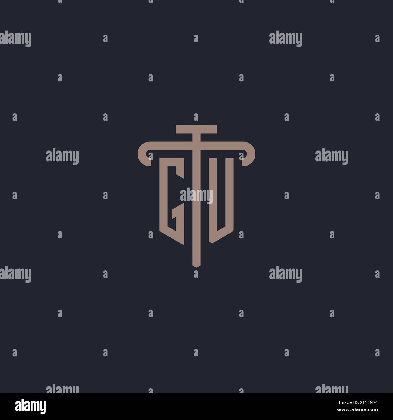 GU initial logo monogram with pillar icon design vector Stock Vector