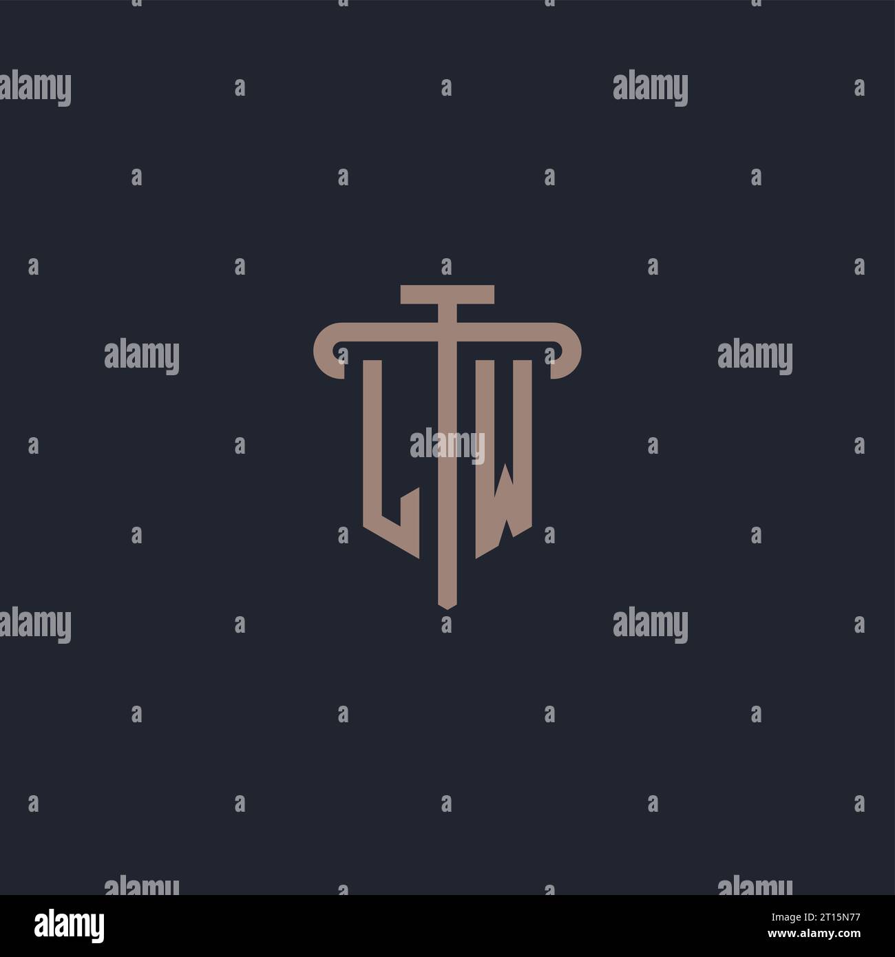 LW initial logo monogram with pillar icon design vector Stock Vector