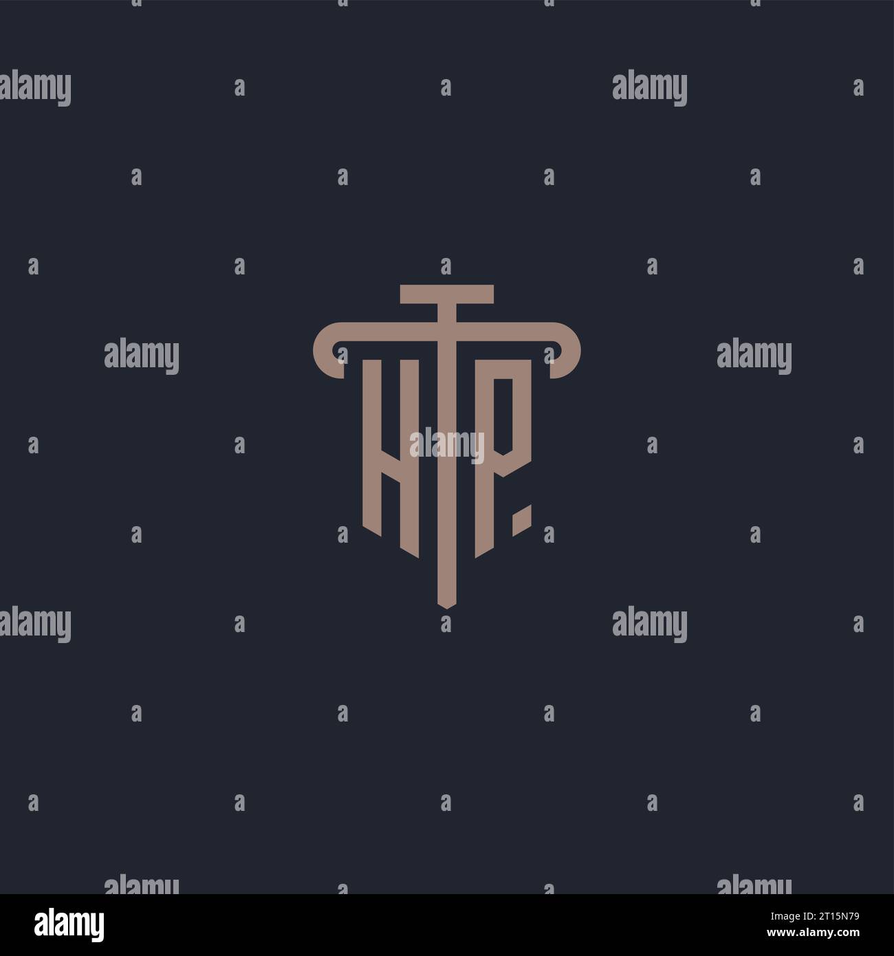 HP initial logo monogram with pillar icon design vector Stock Vector