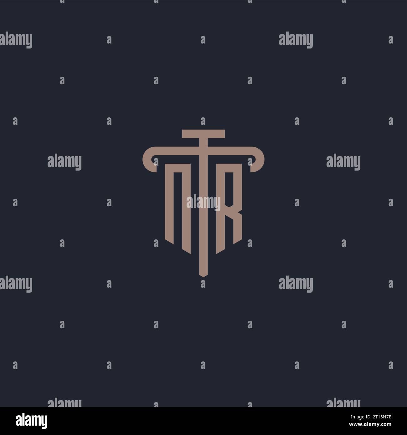 NR initial logo monogram with pillar icon design vector Stock Vector