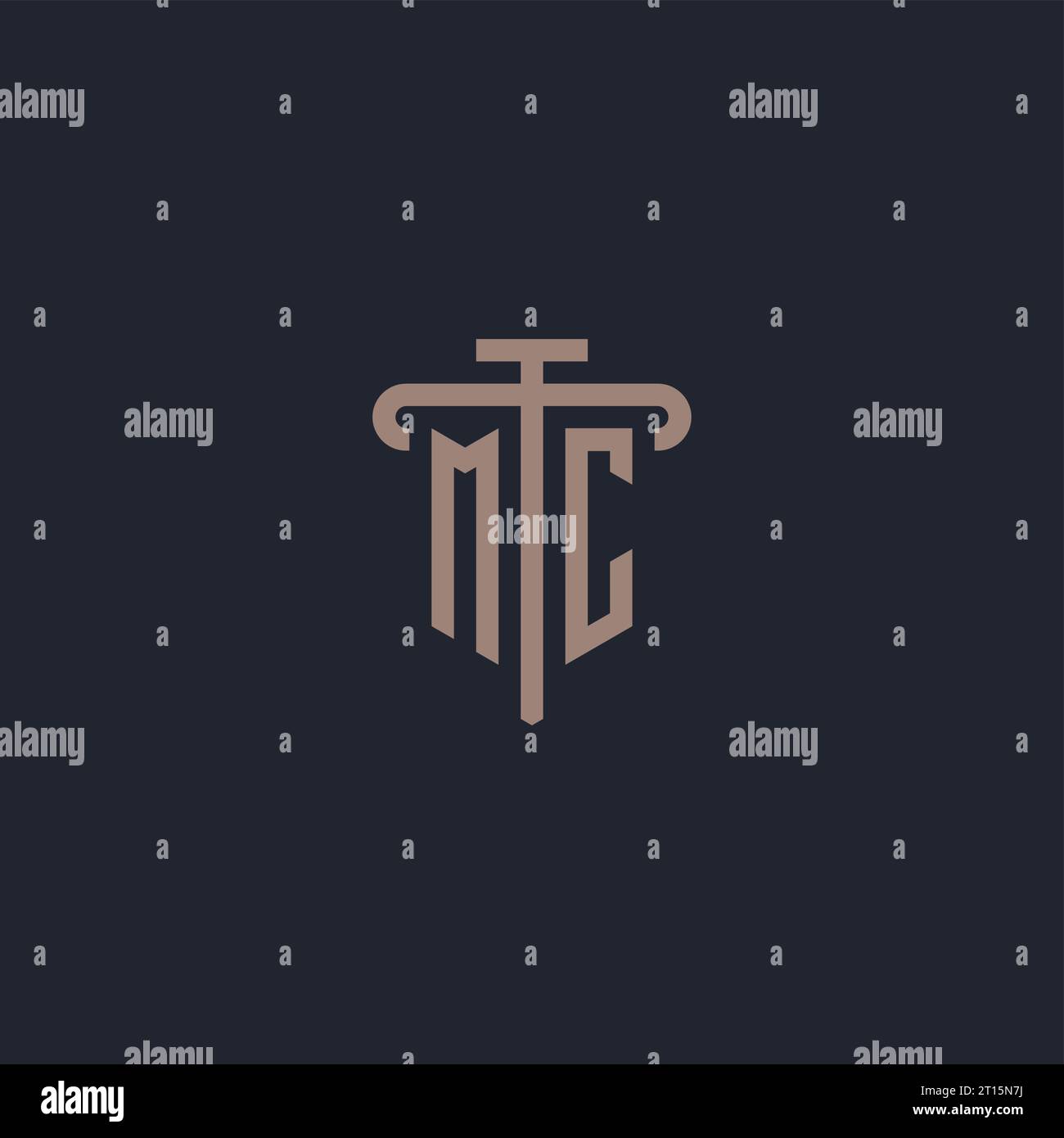 MC initial logo monogram with pillar icon design vector Stock Vector