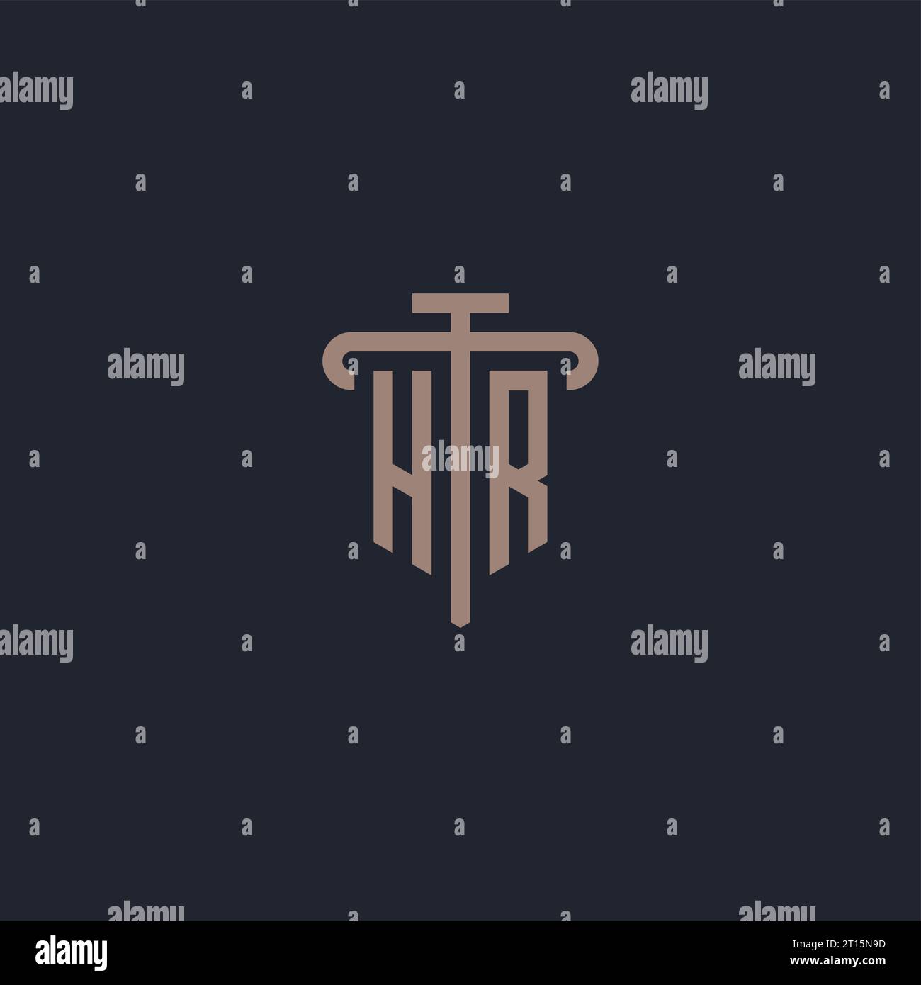 HR initial logo monogram with pillar icon design vector Stock Vector