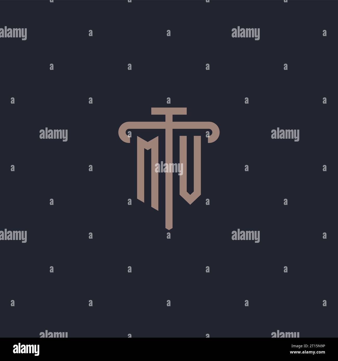 MV initial logo monogram with pillar icon design vector Stock Vector
