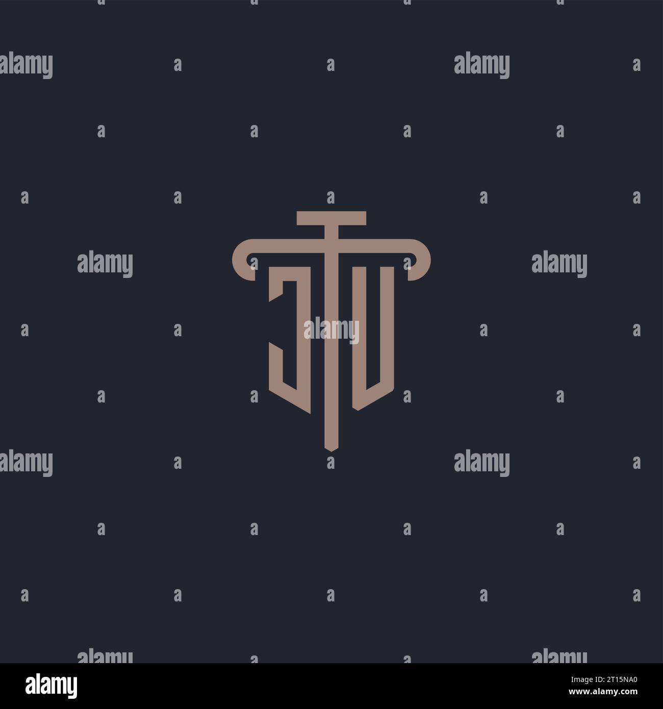 JU initial logo monogram with pillar icon design vector Stock Vector