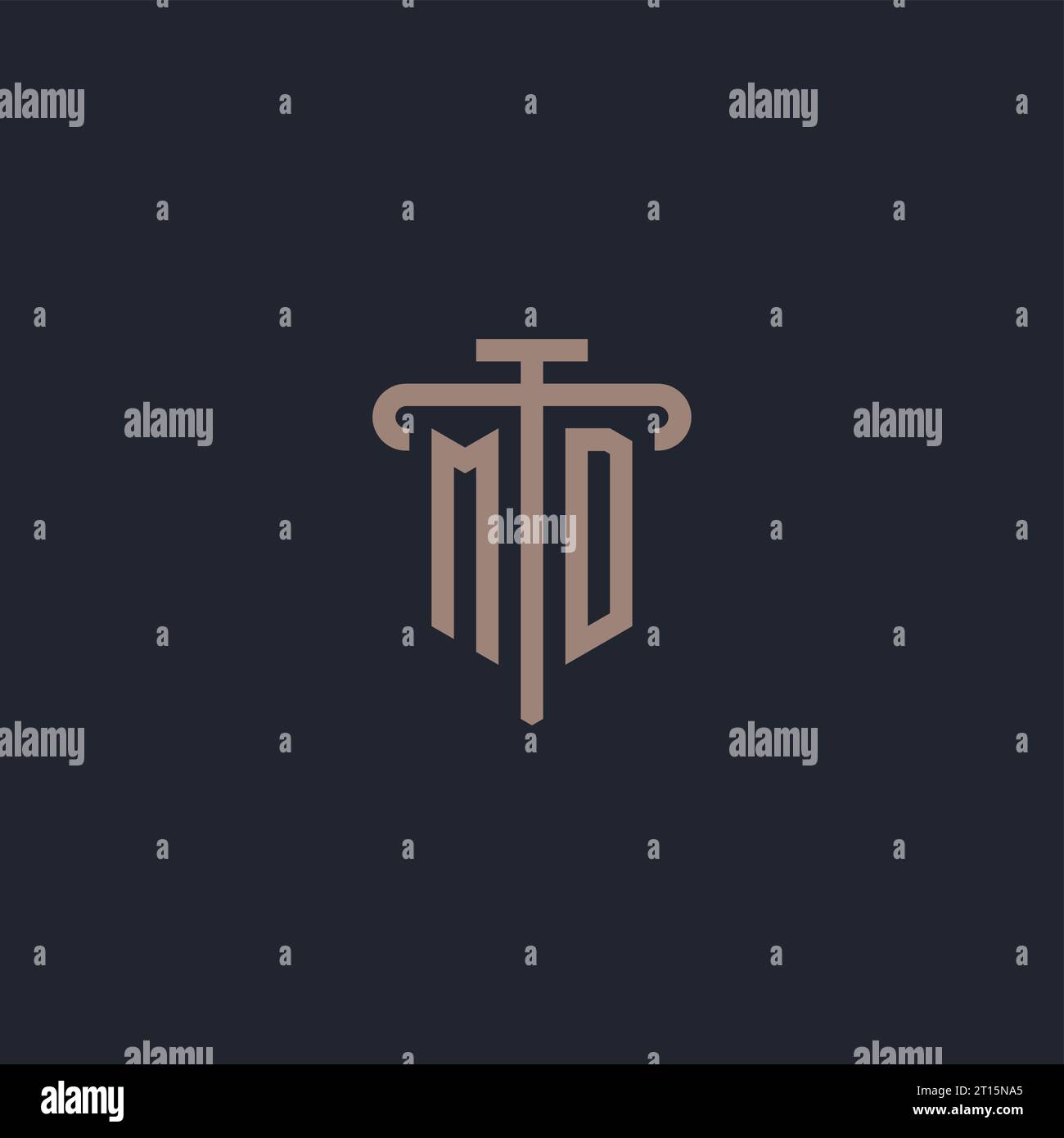 MD initial logo monogram with pillar icon design vector Stock Vector