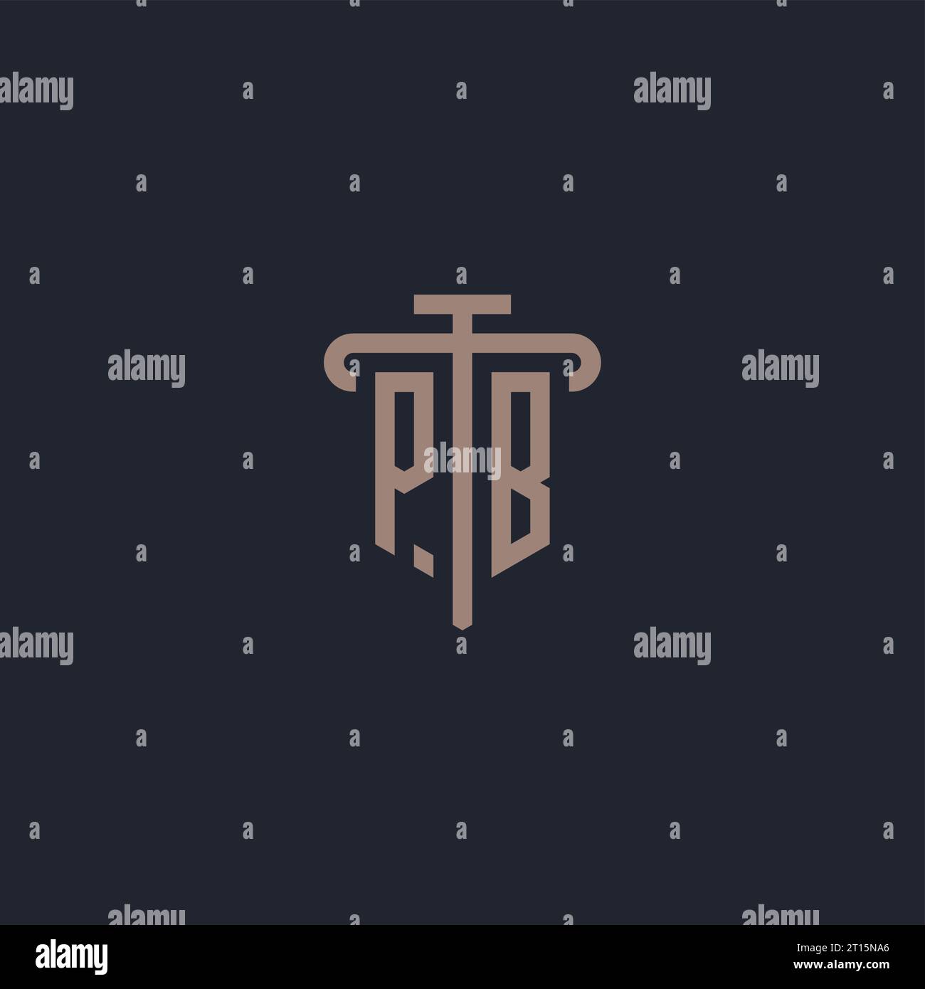 PB initial logo monogram with pillar icon design vector Stock Vector