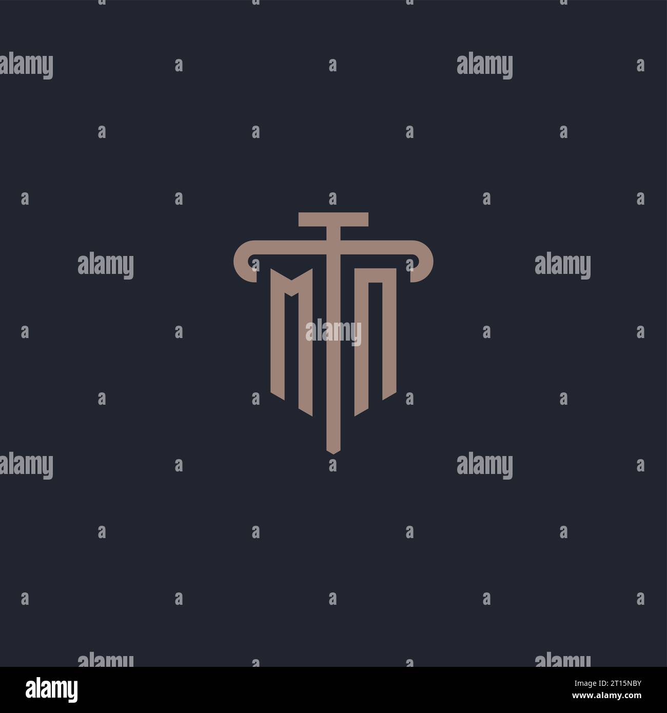 MN initial logo monogram with pillar icon design vector Stock Vector