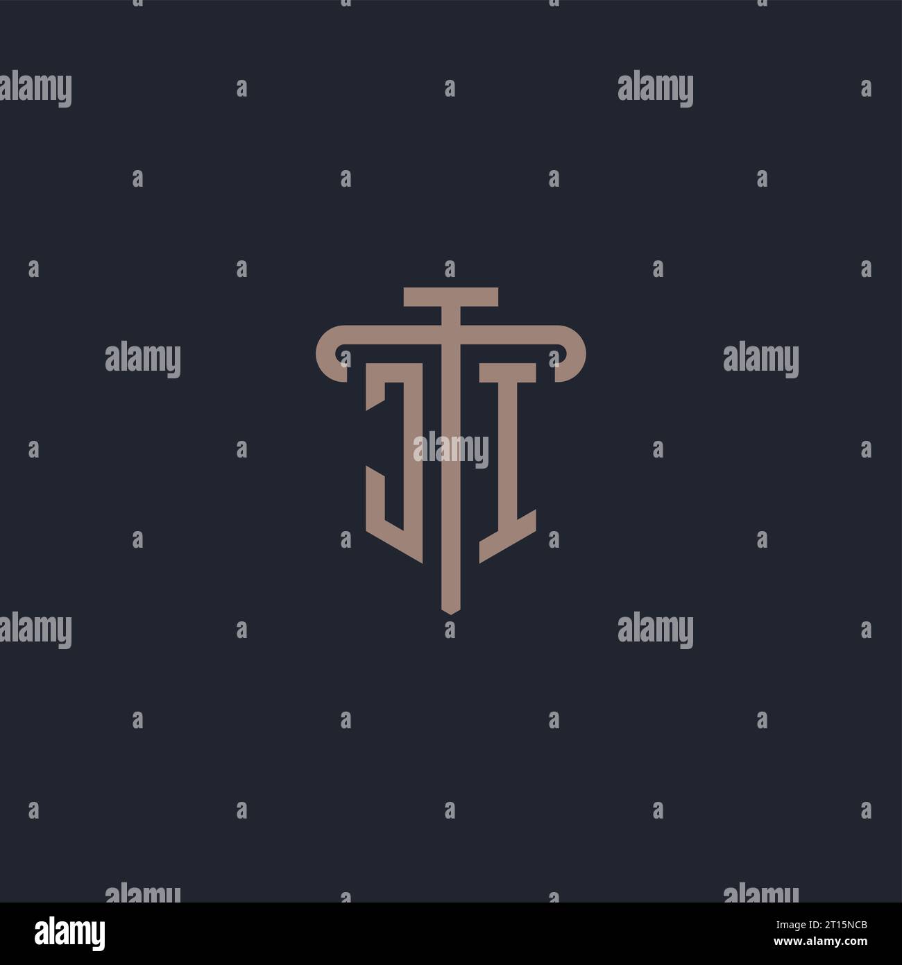 JI initial logo monogram with pillar icon design vector Stock Vector