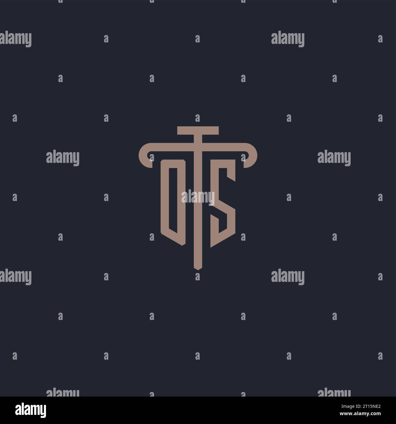OS initial logo monogram with pillar icon design vector Stock Vector