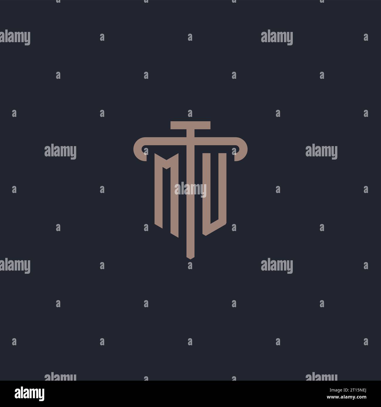MU initial logo monogram with pillar icon design vector Stock Vector