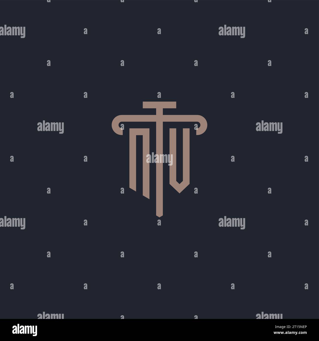 NV initial logo monogram with pillar icon design vector Stock Vector