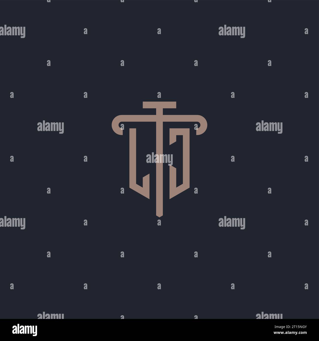 LJ initial logo monogram with pillar icon design vector Stock Vector