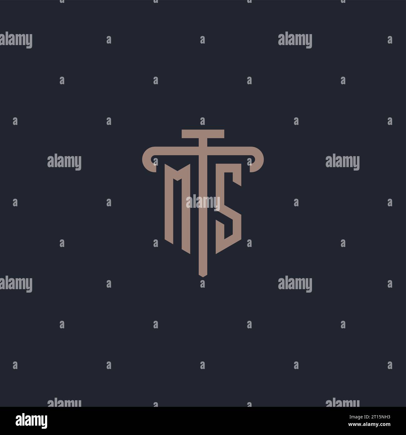 MS initial logo monogram with pillar icon design vector Stock Vector