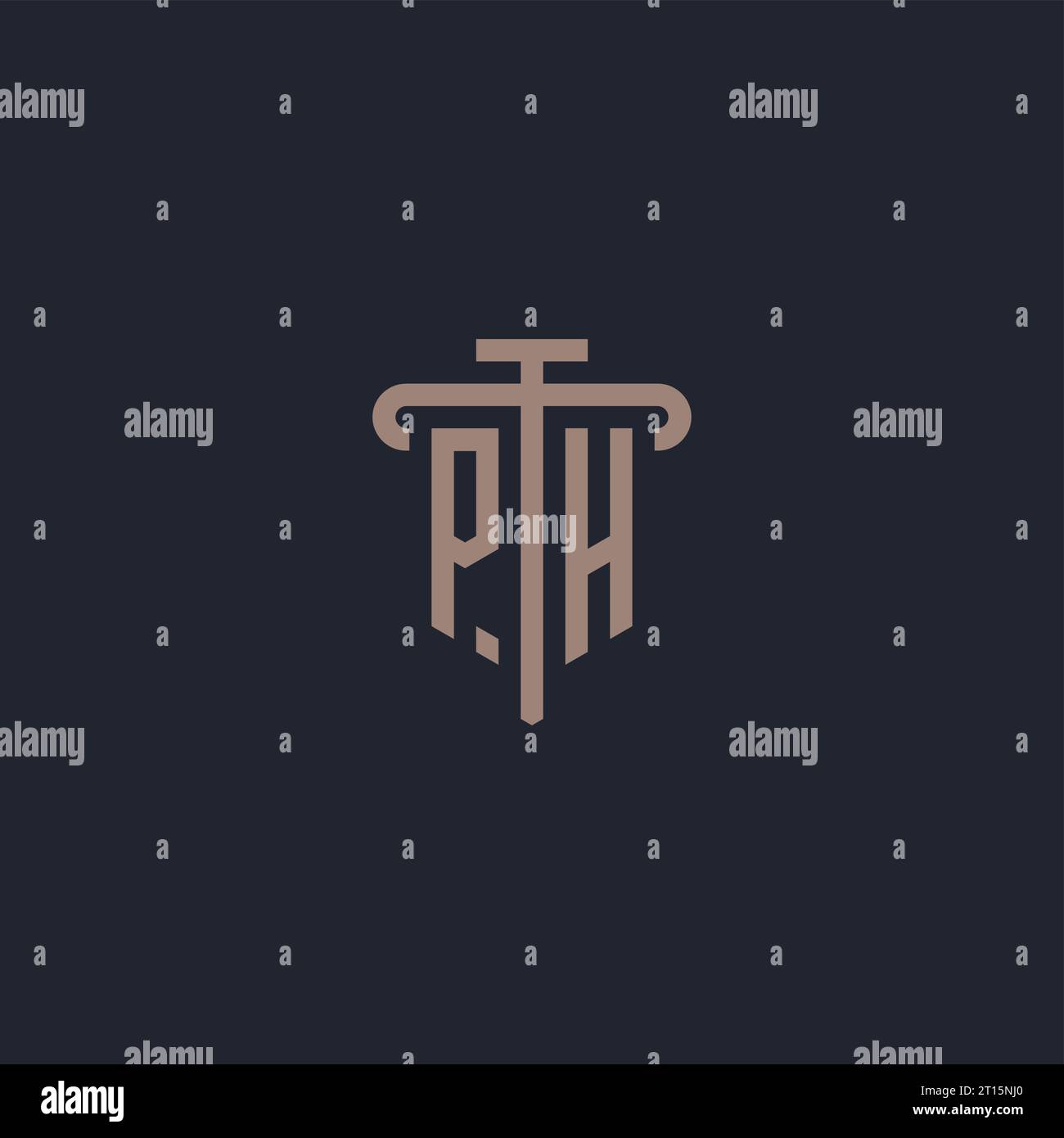 PH initial logo monogram with pillar icon design vector Stock Vector