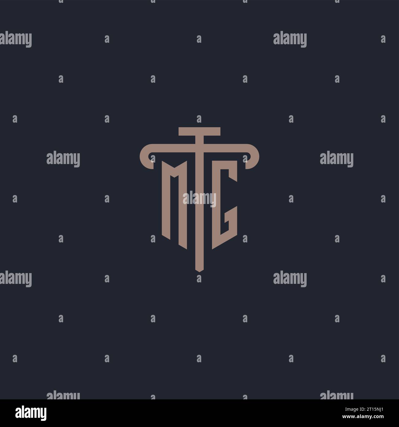 MG initial logo monogram with pillar icon design vector Stock Vector