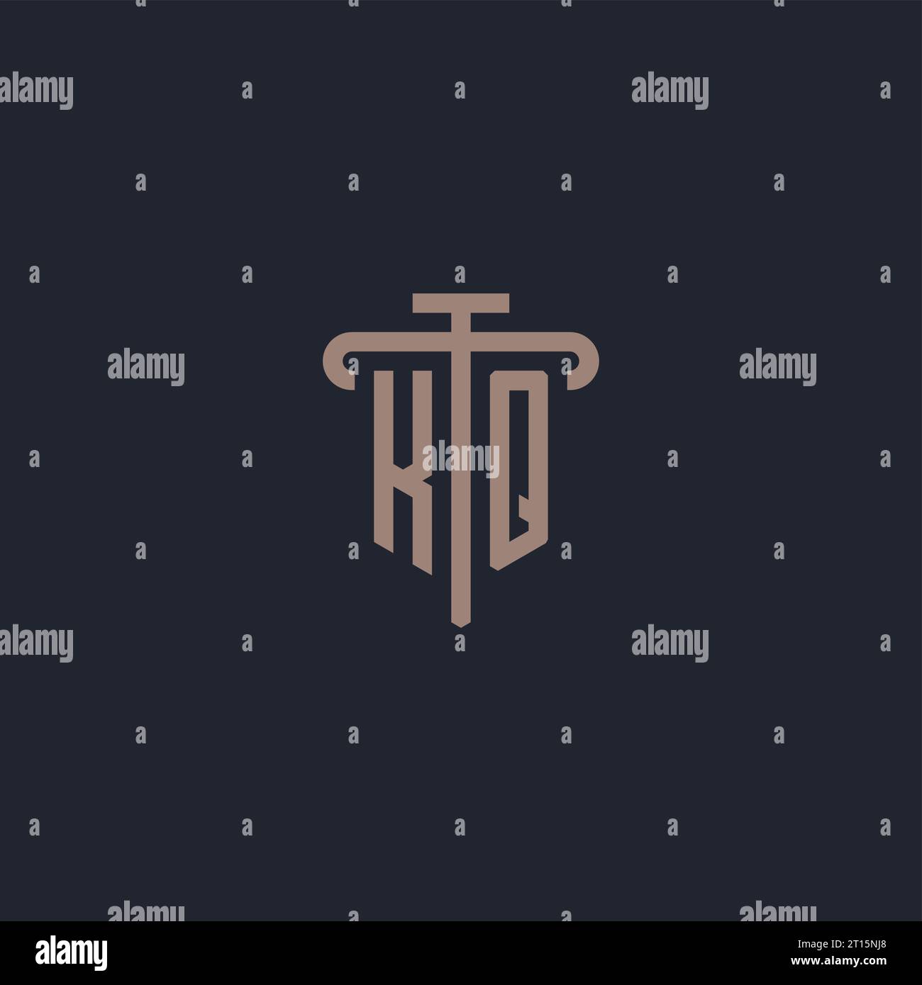 KQ initial logo monogram with pillar icon design vector Stock Vector