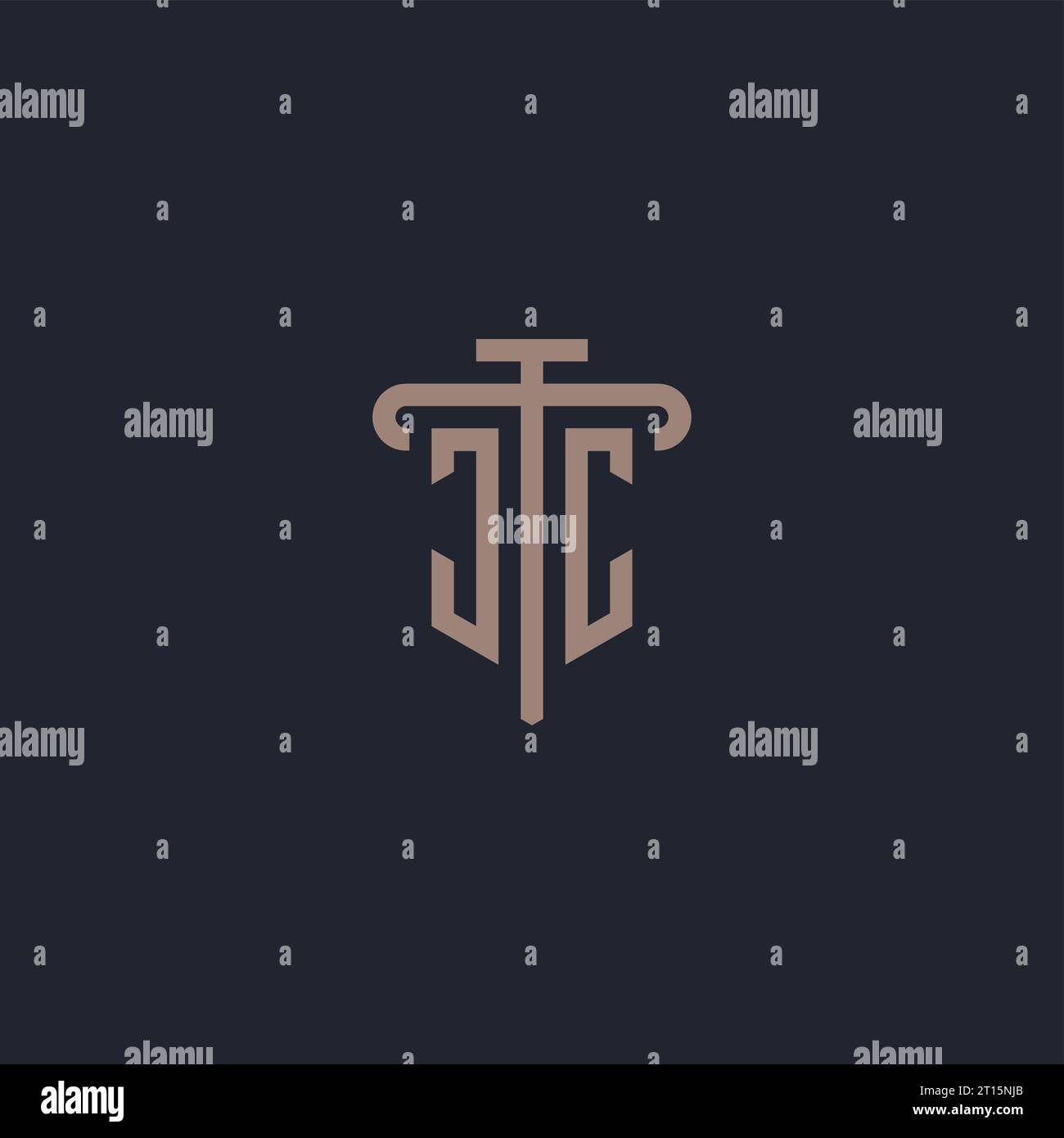 JC initial logo monogram with pillar icon design vector Stock Vector