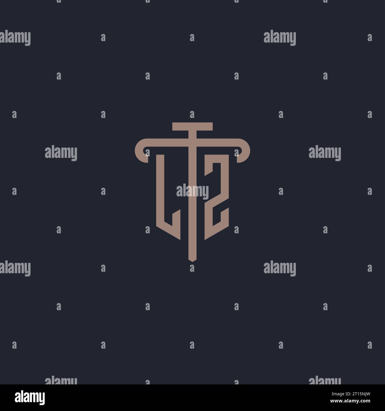 LZ initial logo monogram with pillar icon design vector Stock Vector
