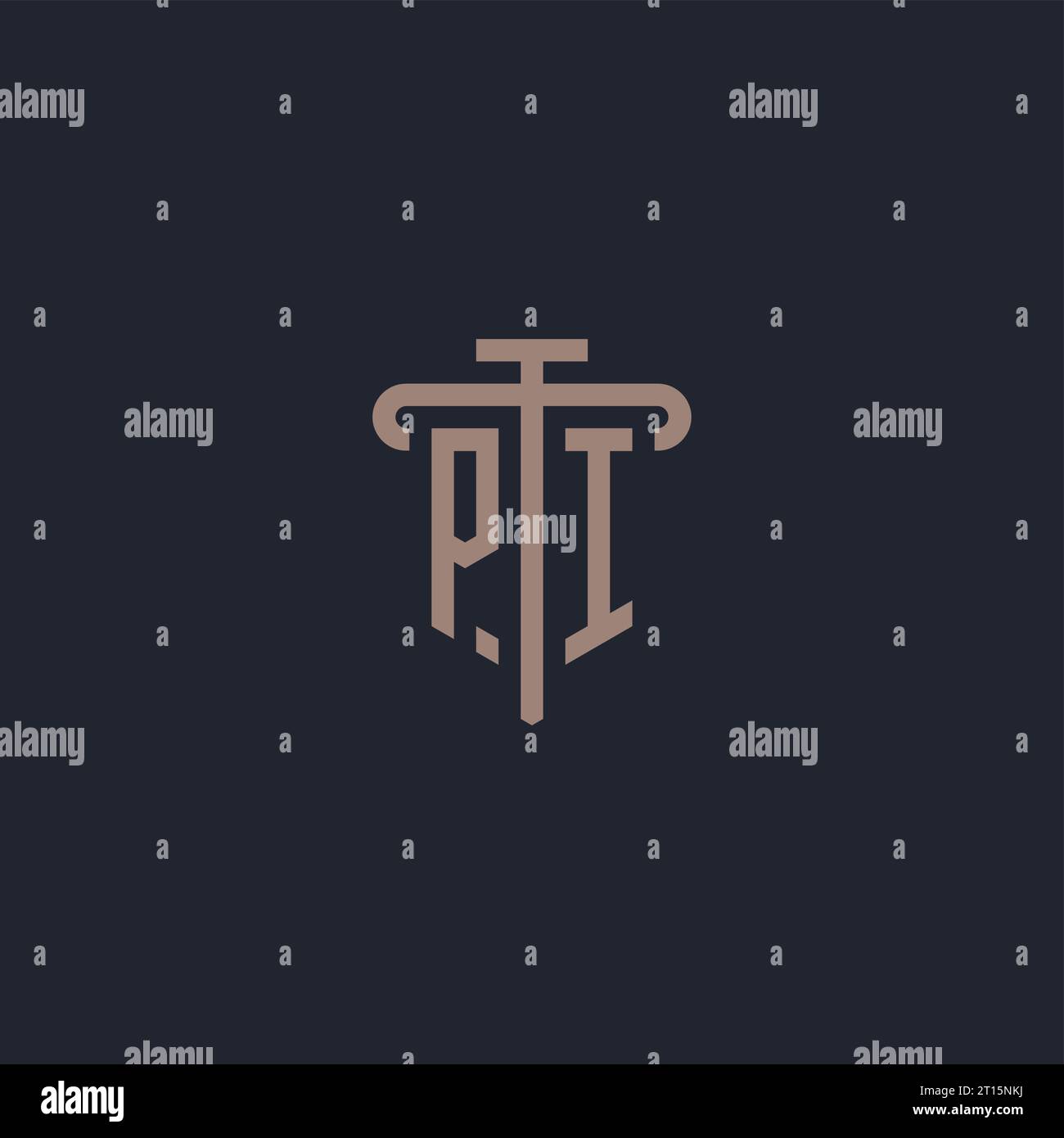 PI initial logo monogram with pillar icon design vector Stock Vector