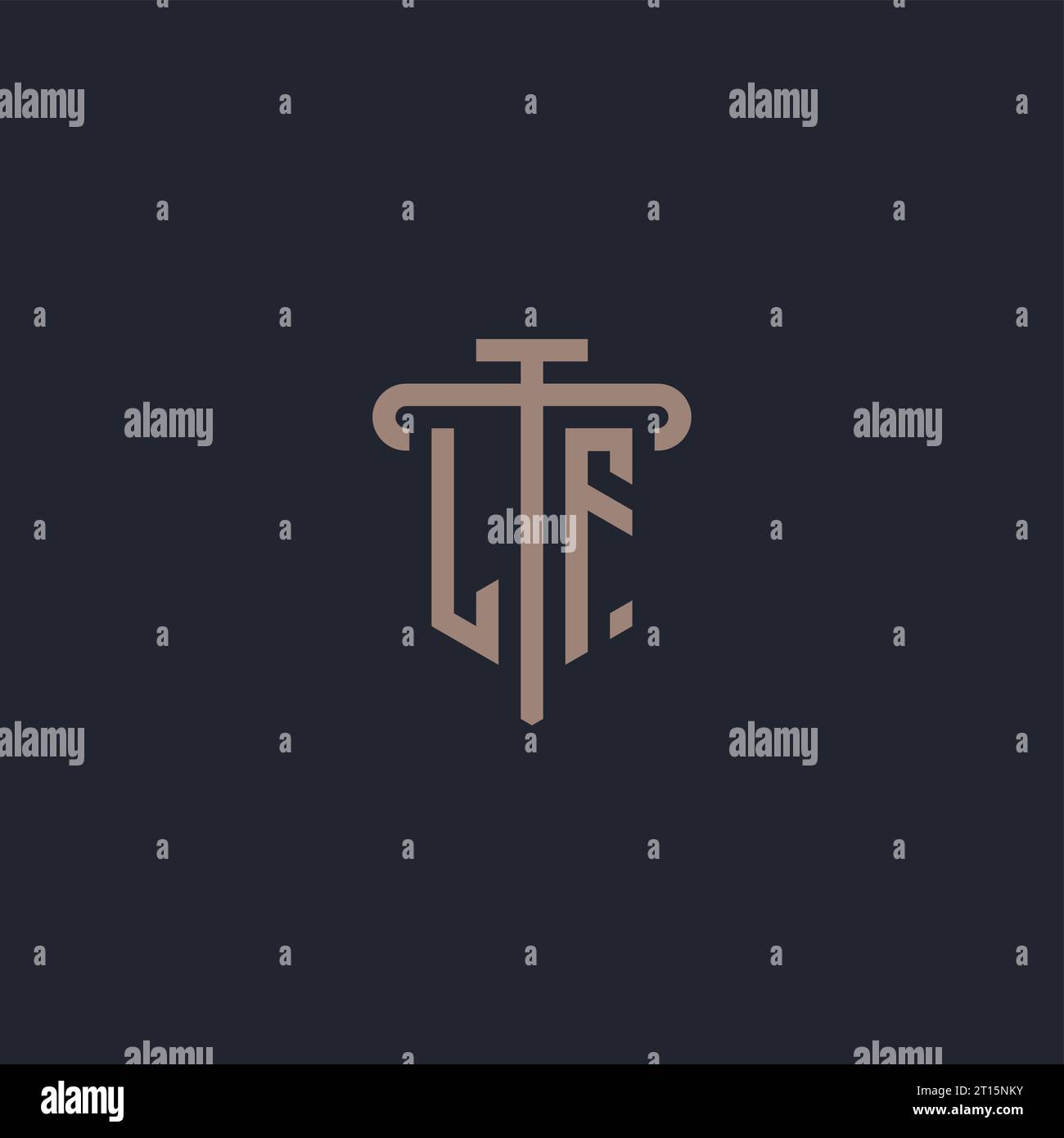 LF initial logo monogram with pillar icon design vector Stock Vector