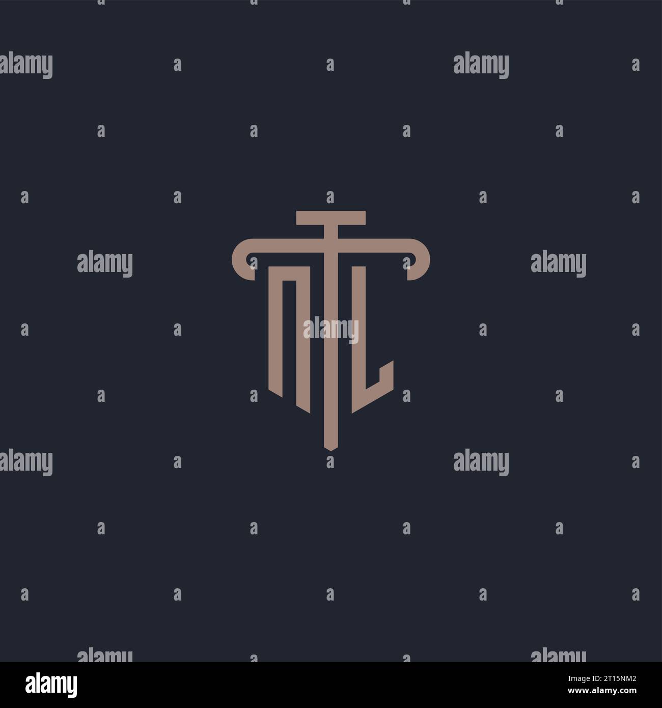 NL initial logo monogram with pillar icon design vector Stock Vector