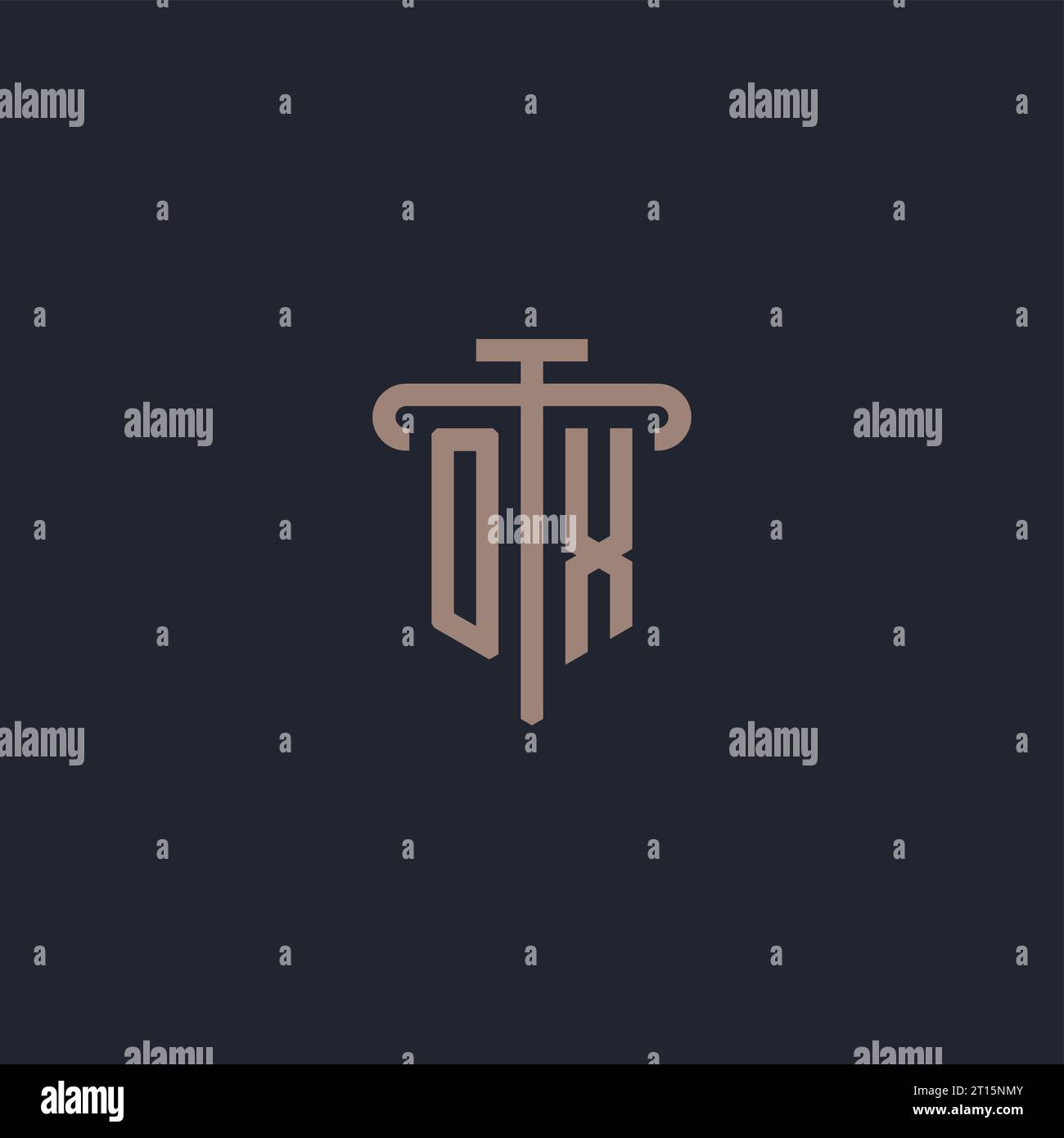 OX initial logo monogram with pillar icon design vector Stock Vector