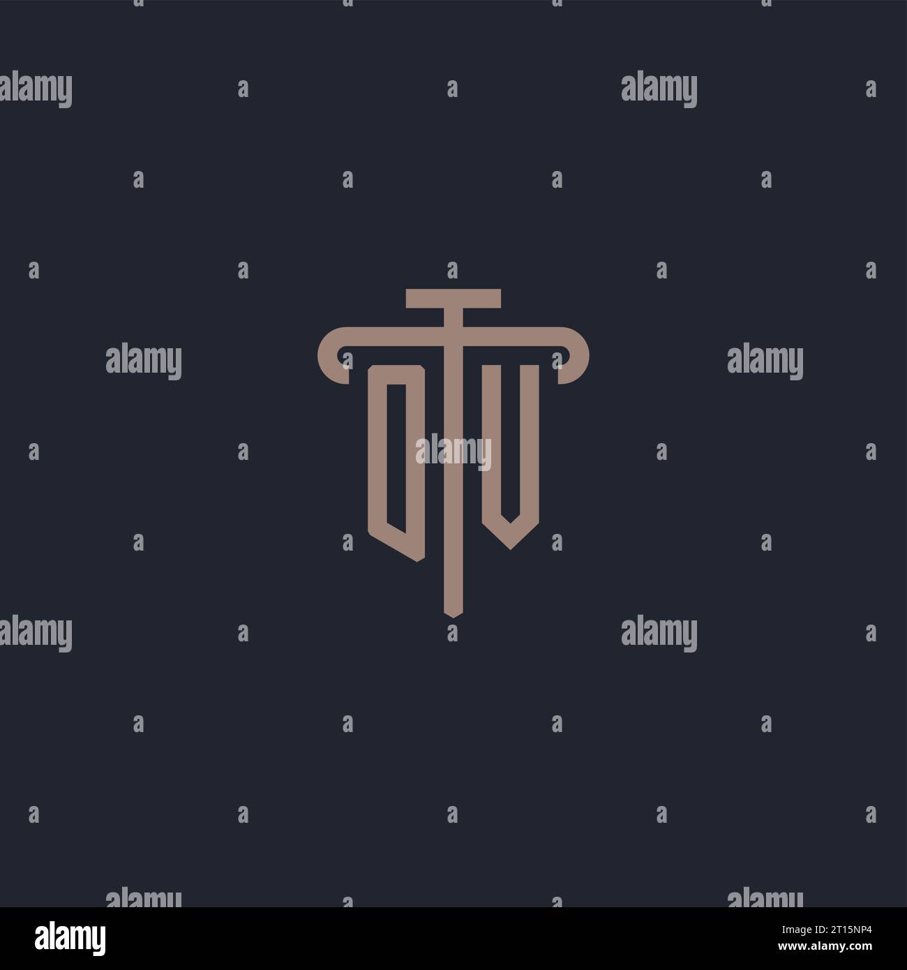 OV initial logo monogram with pillar icon design vector Stock Vector