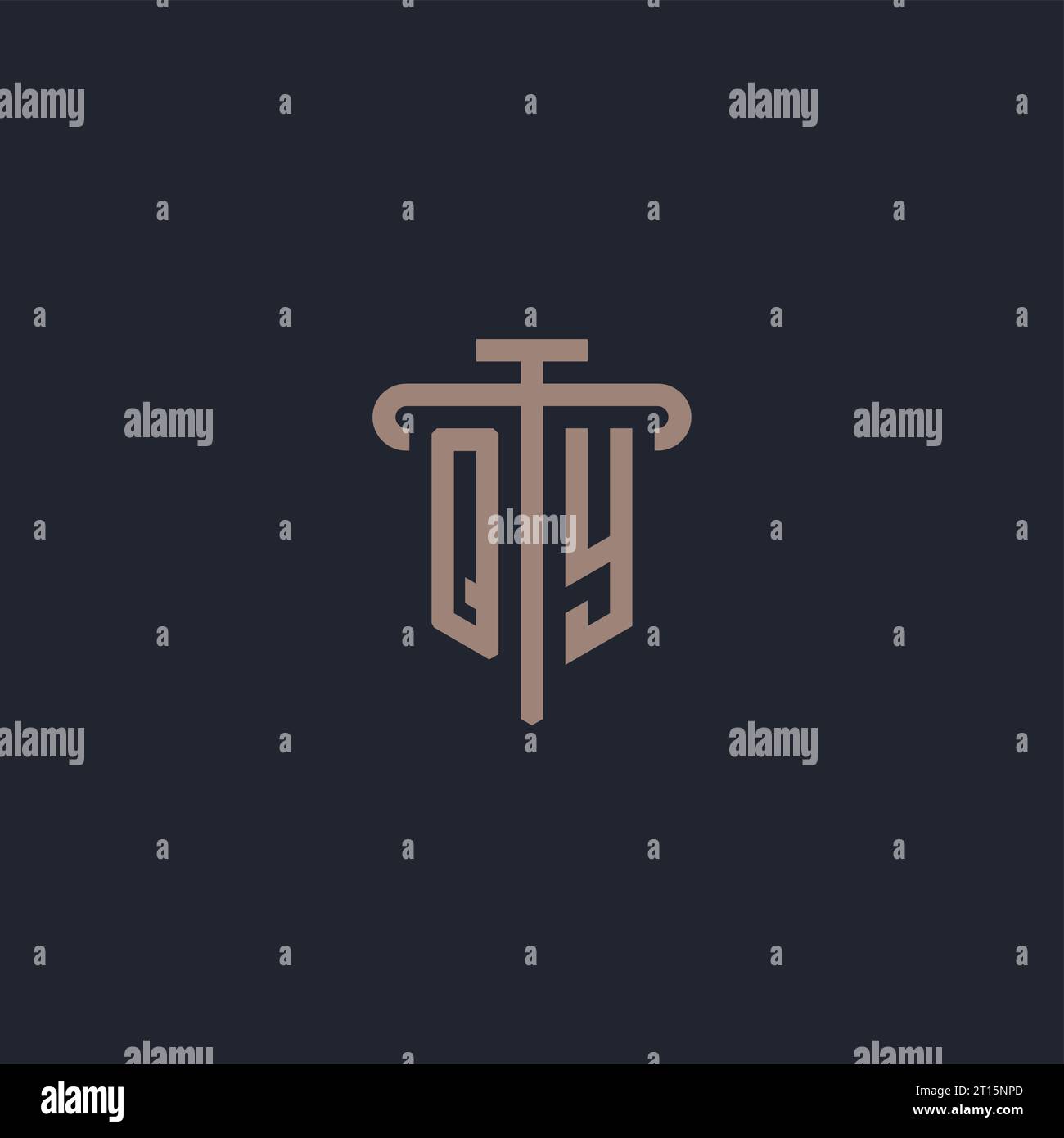 QY initial logo monogram with pillar icon design vector Stock Vector