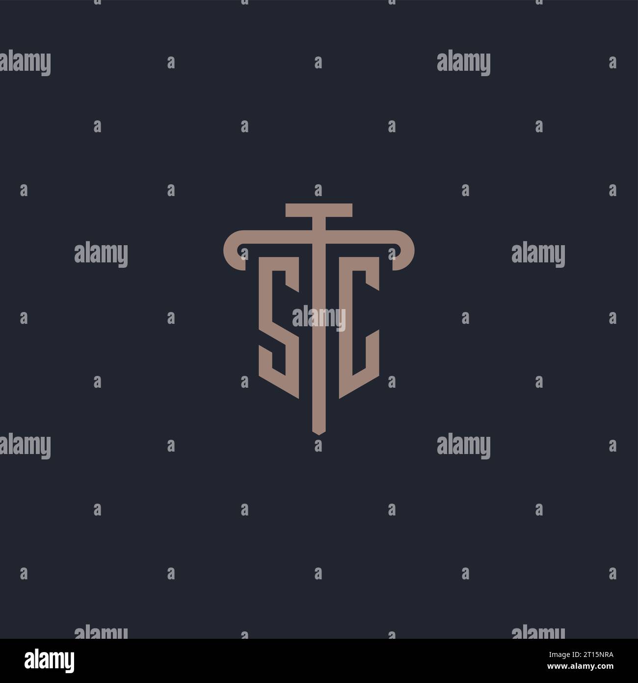 SC initial logo monogram with pillar icon design vector Stock Vector