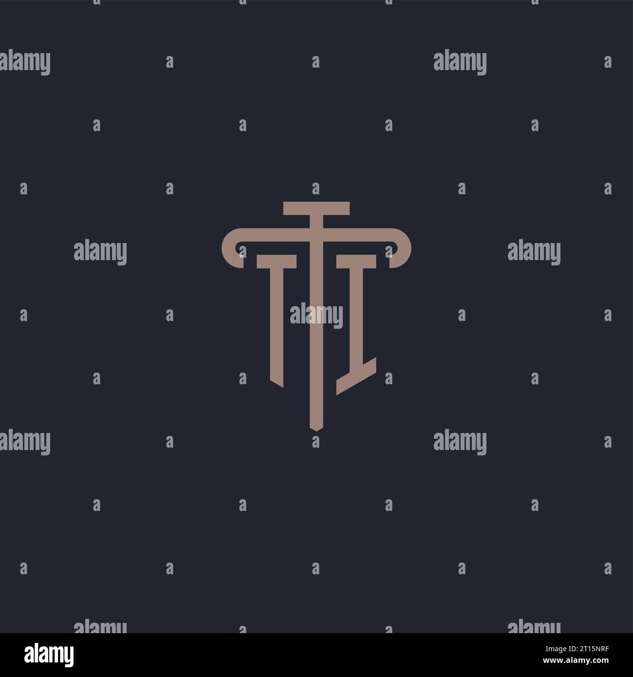 TI initial logo monogram with pillar icon design vector Stock Vector