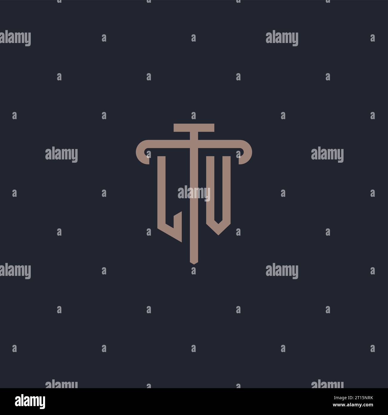 LV initial logo monogram with pillar icon design vector Stock Vector
