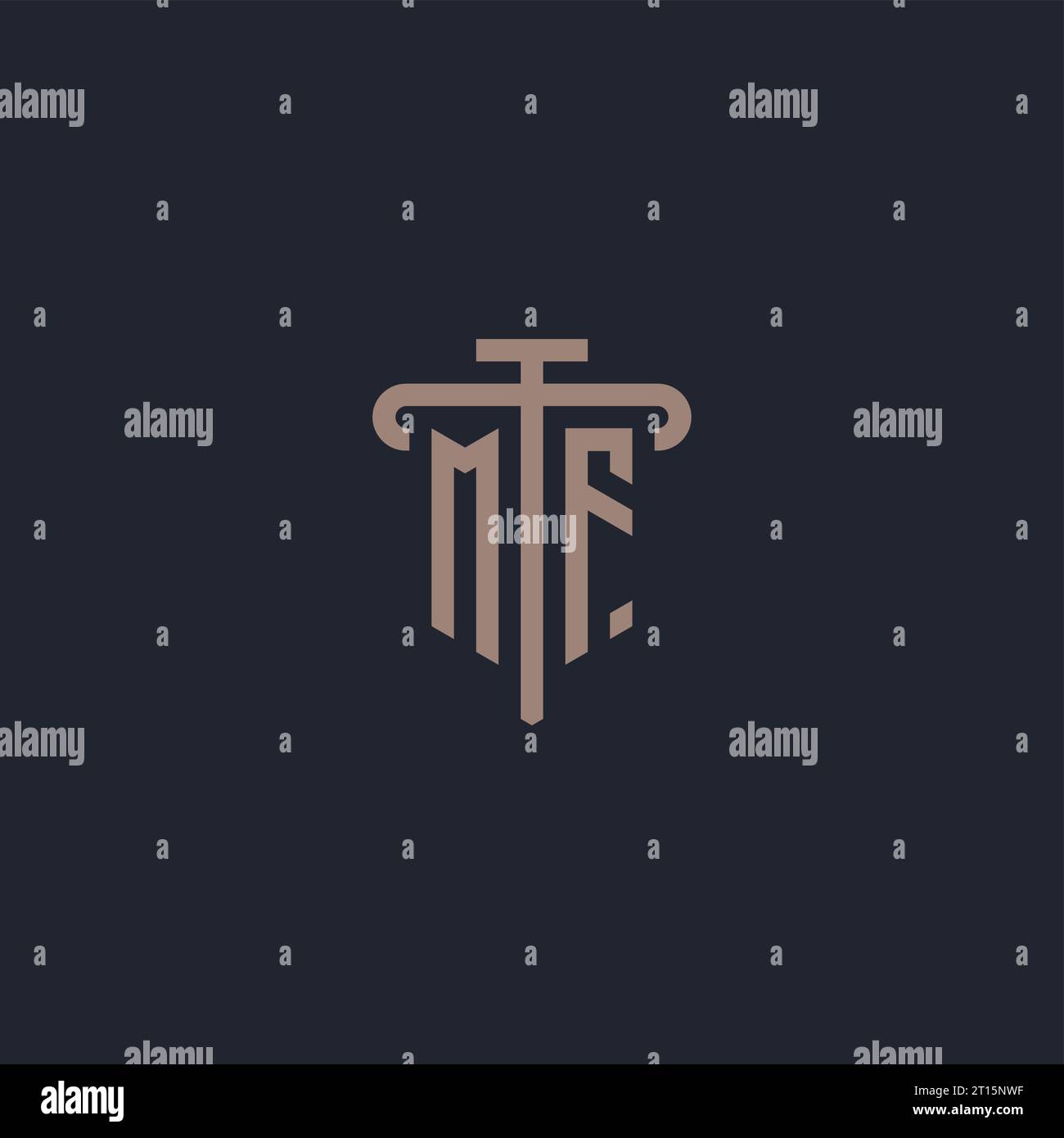 MF initial logo monogram with pillar icon design vector Stock Vector