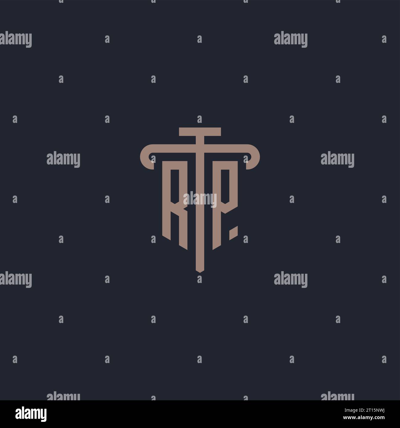 RP initial logo monogram with pillar icon design vector Stock Vector