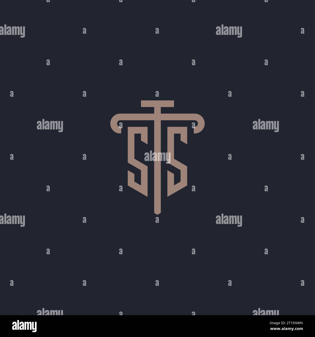 SS initial logo monogram with pillar icon design vector Stock Vector
