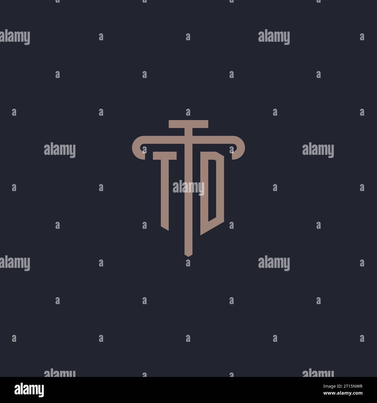 TD initial logo monogram with pillar icon design vector Stock Vector