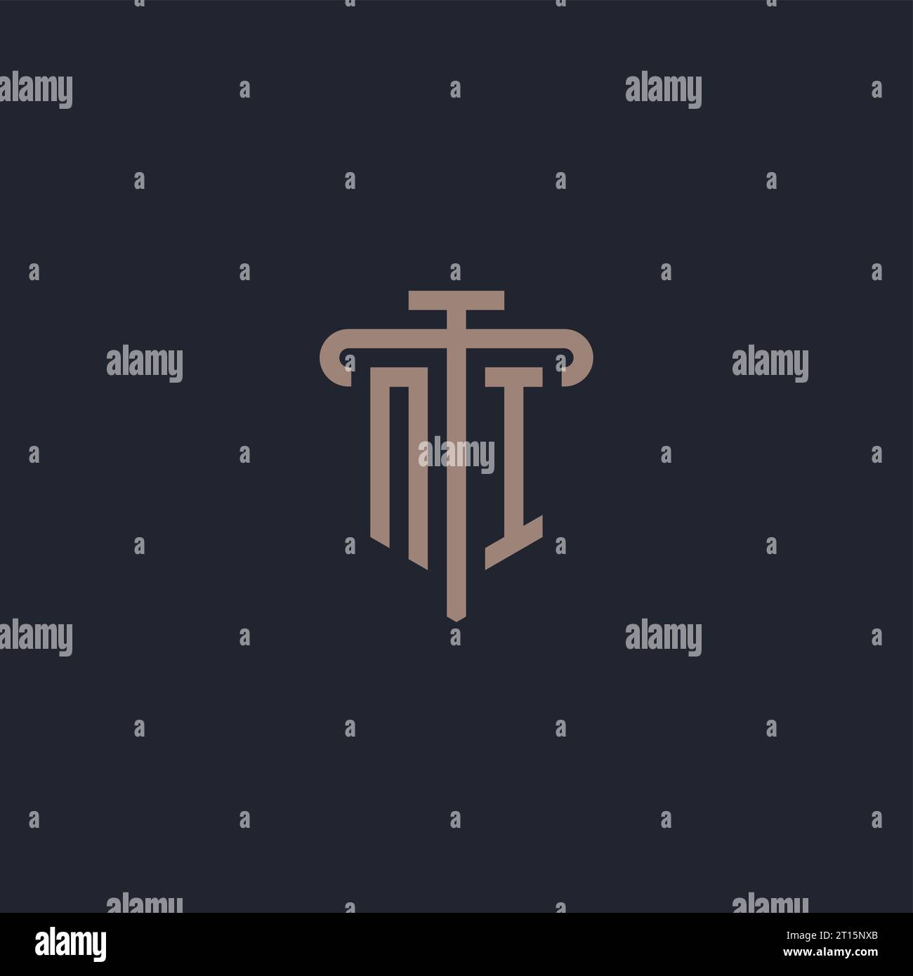 NI initial logo monogram with pillar icon design vector Stock Vector