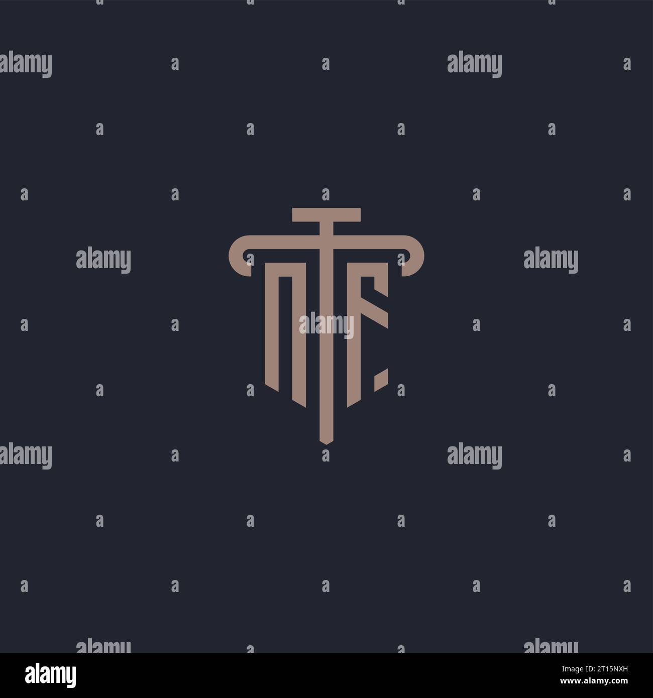 NF initial logo monogram with pillar icon design vector Stock Vector