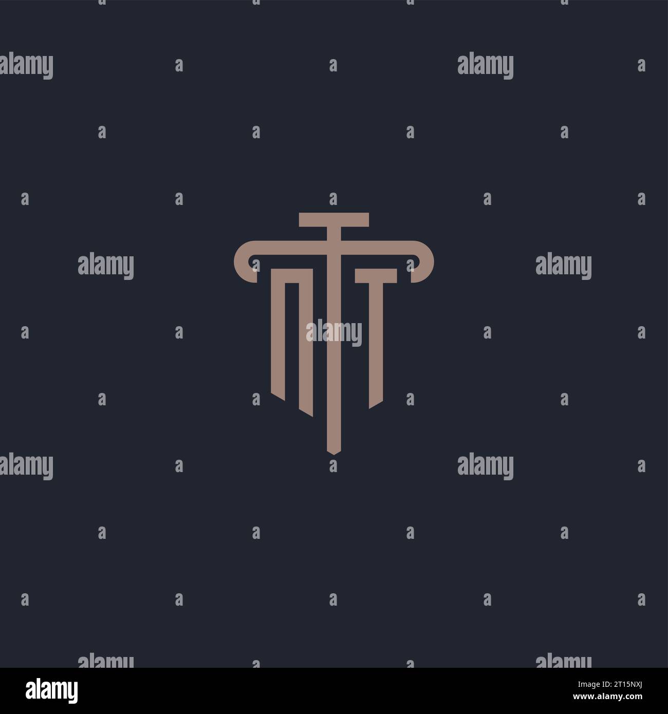 NT initial logo monogram with pillar icon design vector Stock Vector