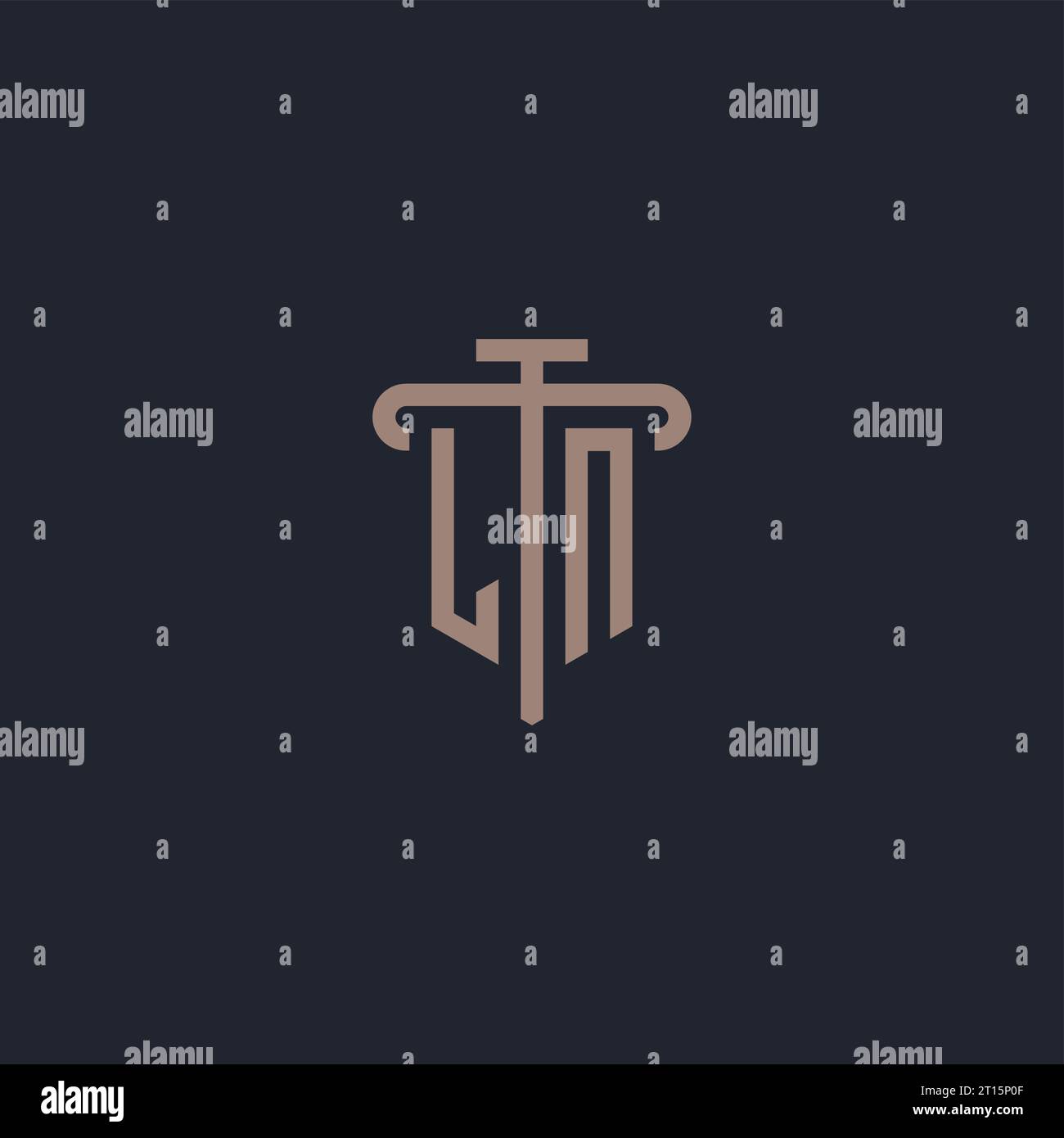 LN initial logo monogram with pillar icon design vector Stock Vector