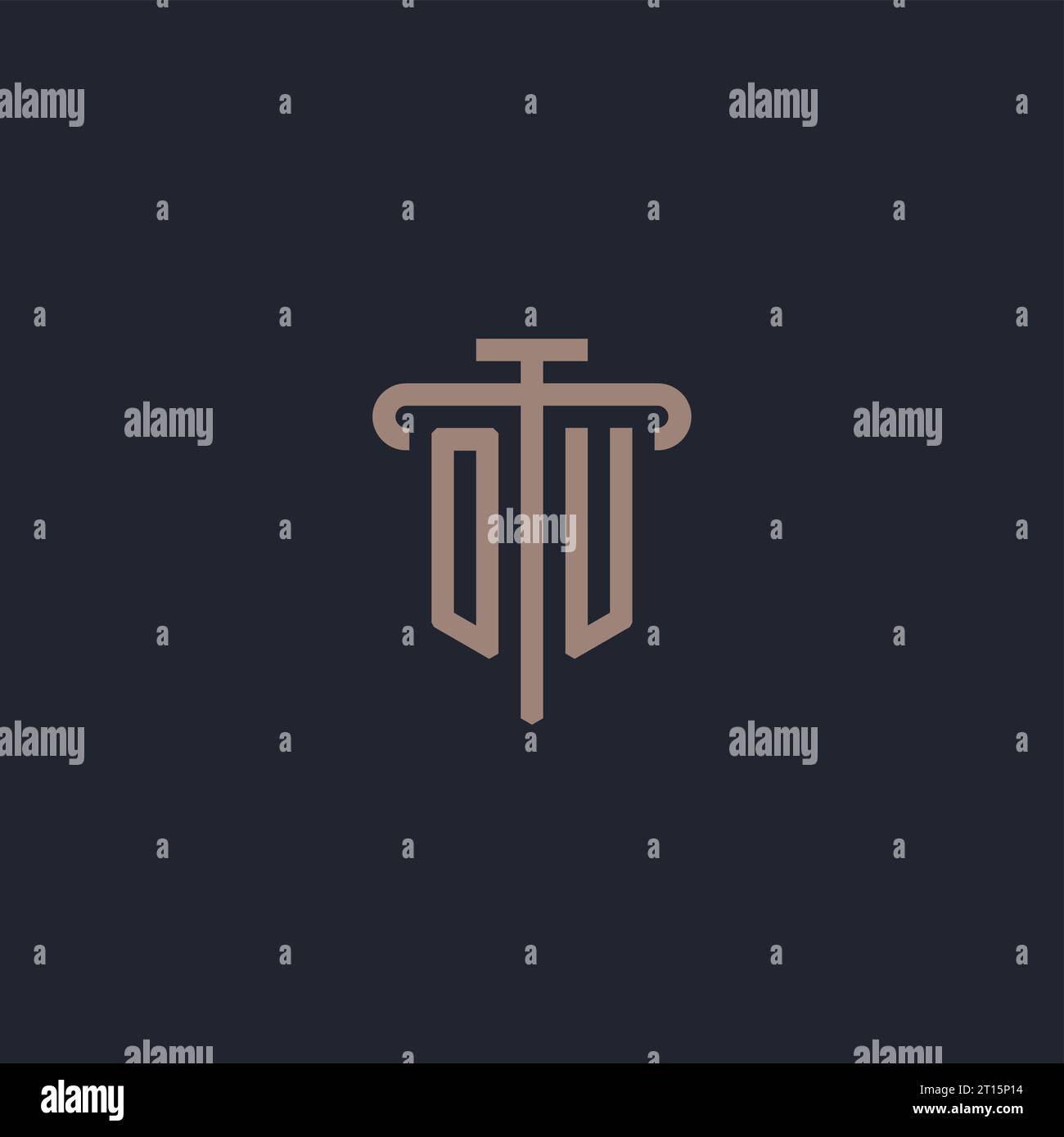 OU initial logo monogram with pillar icon design vector Stock Vector