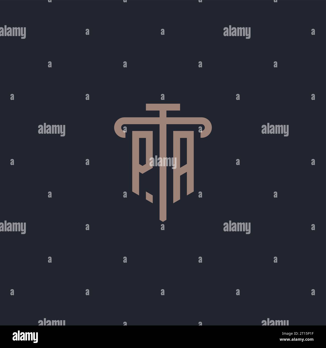 PA initial logo monogram with pillar icon design vector Stock Vector