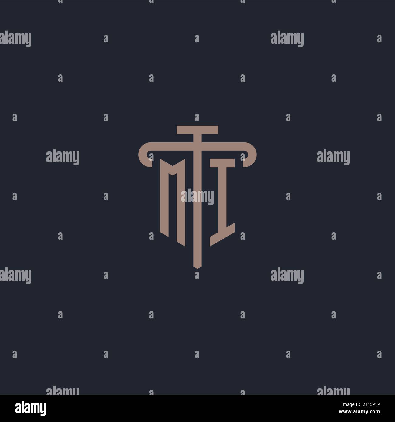 MI initial logo monogram with pillar icon design vector Stock Vector