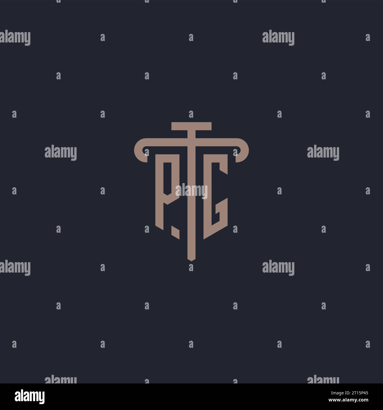 PG initial logo monogram with pillar icon design vector Stock Vector